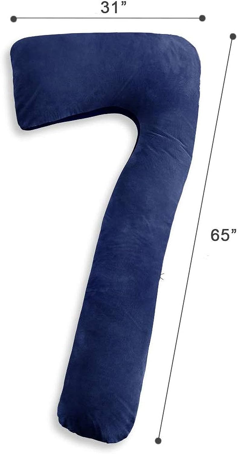 Texlux Full Body Pregnancy Pillow L Shaped Maternity Pillow for Pregnant Women and Back Pain Great for AnyoneDark Blue - Image 2