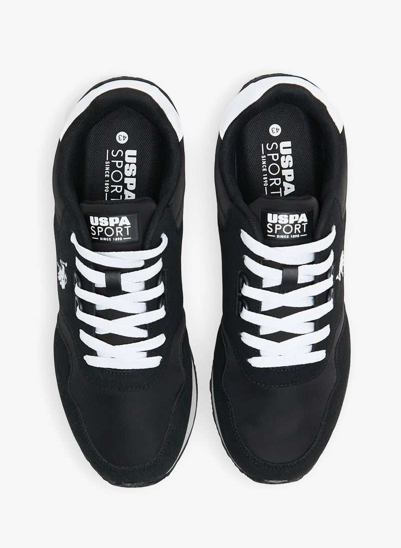 يو اس بولو اسن سنيكرز رجالي أسود بتصميم كلاسيكي مع لمسات بيضاء، أحذية كاجوال مريحة لإطلالة يومية - Image 4