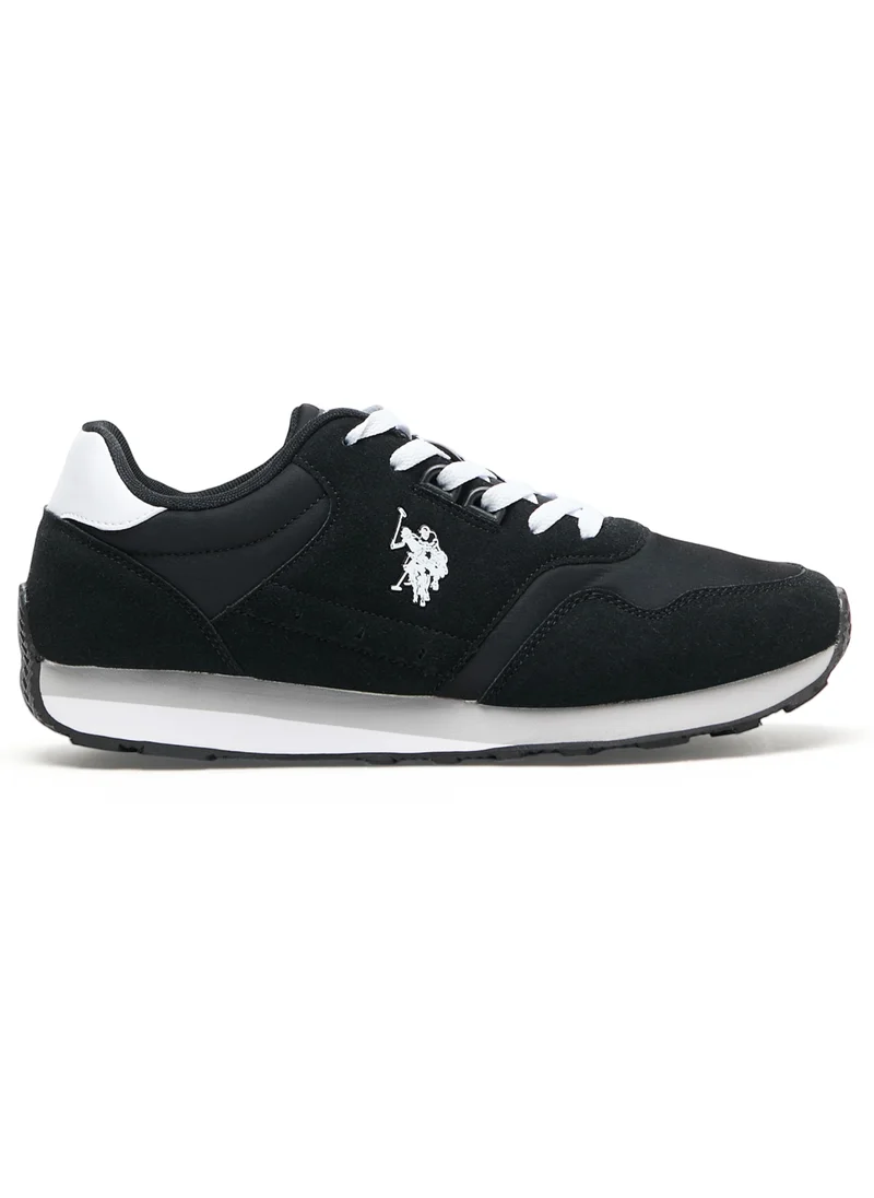 يو اس بولو اسن Men's Black Sneakers - Classic Design with White Accents, Comfortable Casual Shoes for Everyday Style