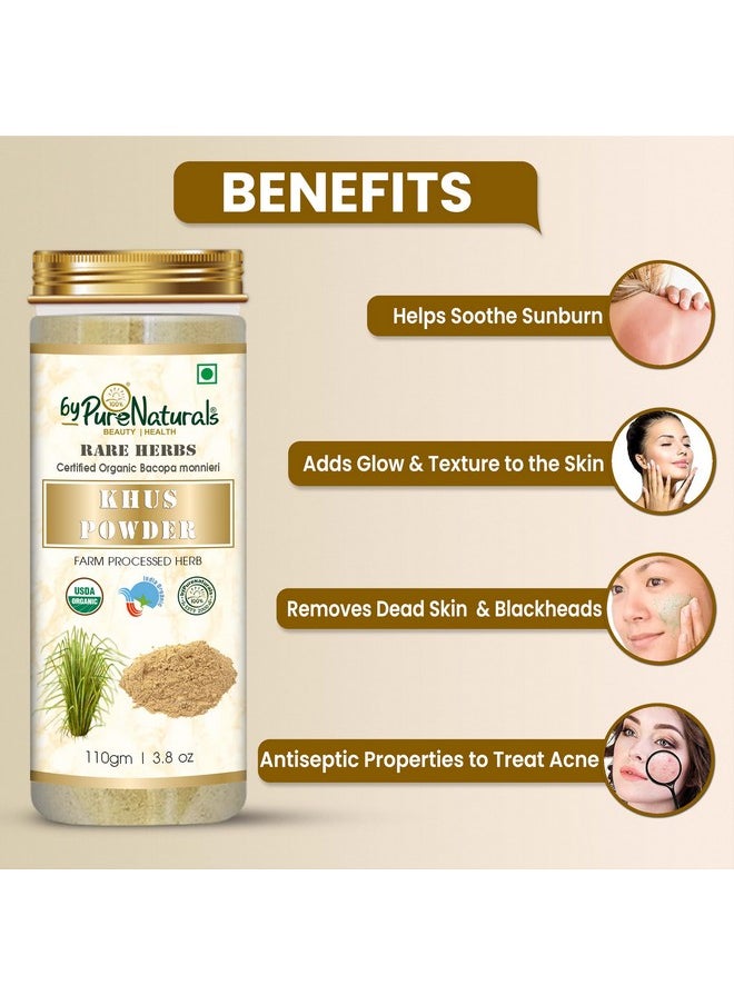 byPurenaturals - 100% Natural Herbal Organic Khus Root Powder Chrysopogon Zizanioides Vetiver Powder Hair Growth Face Scrub Healthy Skin 110Gm (Pack Of 2)… - Image 1
