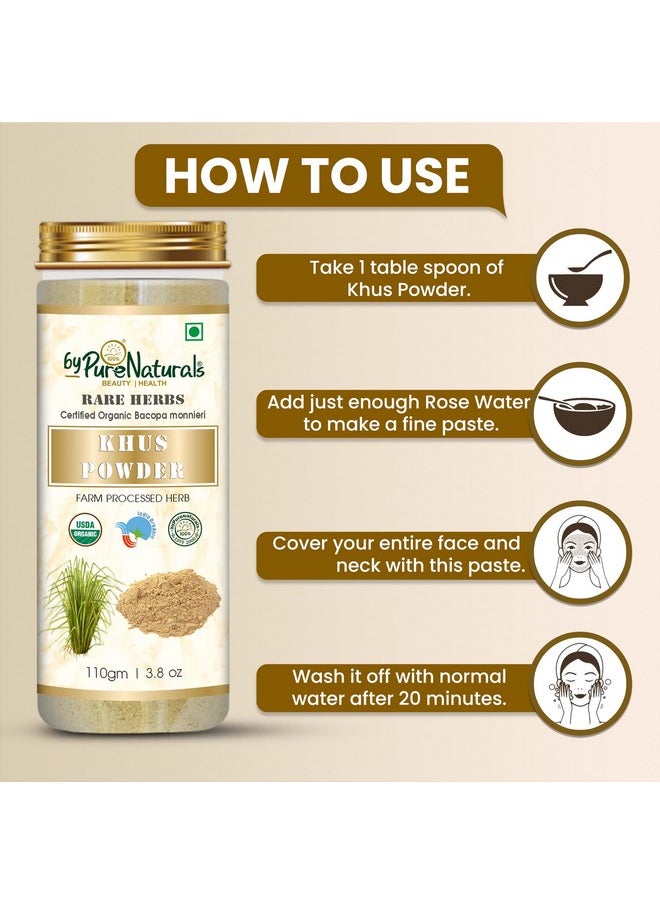 byPurenaturals - 100% Natural Herbal Organic Khus Root Powder Chrysopogon Zizanioides Vetiver Powder Hair Growth Face Scrub Healthy Skin 110Gm (Pack Of 2)… - Image 1