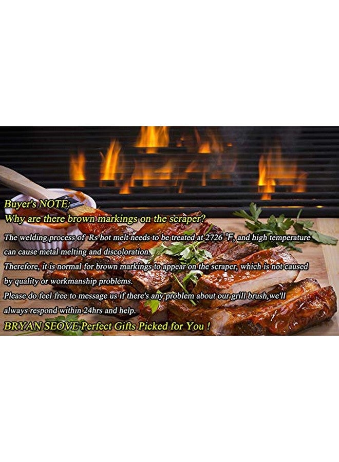 بست فرشاة شواء من الفولاذ المقاوم للصدأ مقاس 18 بوصة لتنظيف الشواء مع شعيرات سلكية ومقبض ناعم ومريح - منظف ومكشطة مثالية لشبكات الشواء والطهي - Image 5