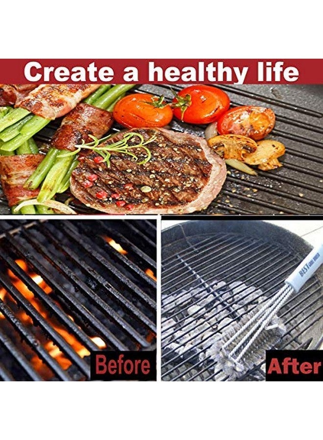 بست فرشاة شواء من الفولاذ المقاوم للصدأ مقاس 18 بوصة لتنظيف الشواء مع شعيرات سلكية ومقبض ناعم ومريح - منظف ومكشطة مثالية لشبكات الشواء والطهي - Image 3