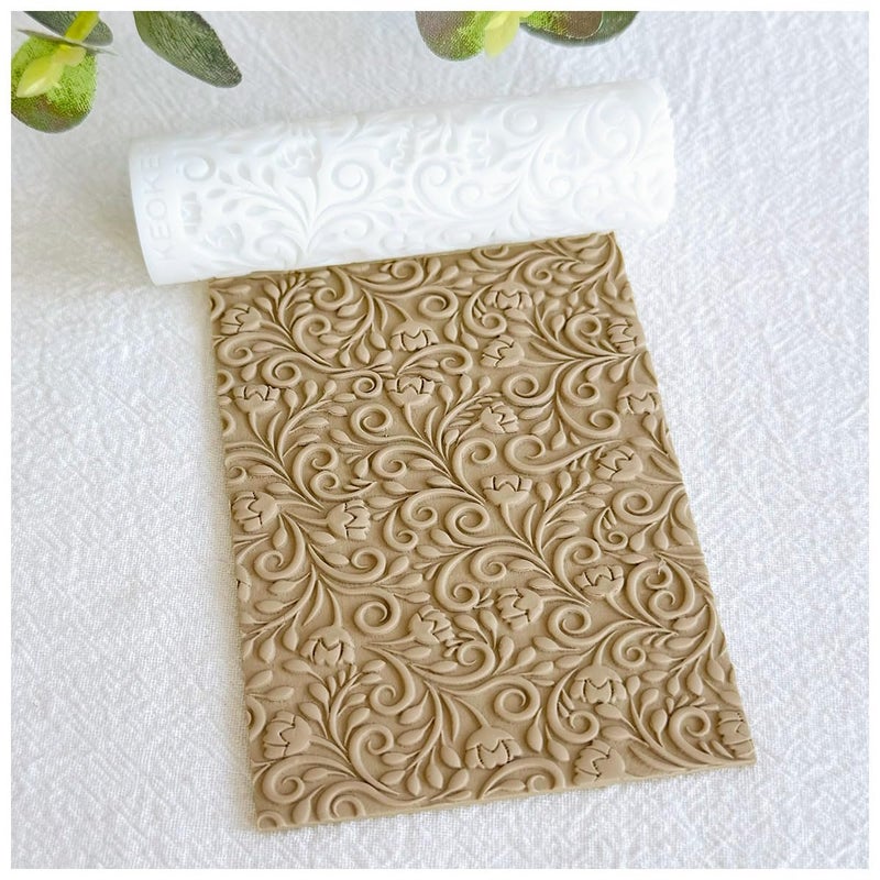KEOKER Polymer Clay Texture Roller Great for Making Earrings Like Texture Sheets Works with Clay Cutters Floral - Image 3