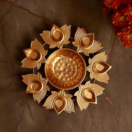 Beyond Gifting Lotus Shape Diya Flower Urli Handcrafted Bowl for Floating Flowers & Tea Light Candles Home Living Room Office & Table Decor Diwali Decoration - Image 5