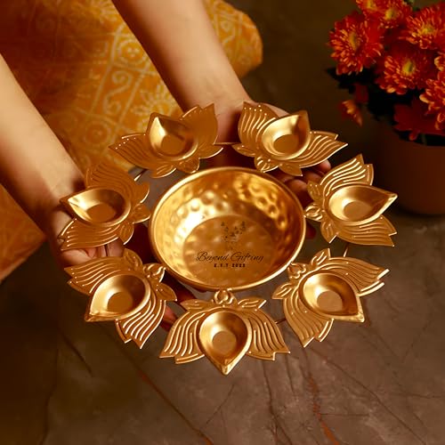 Beyond Gifting Lotus Shape Diya Flower Urli Handcrafted Bowl for Floating Flowers & Tea Light Candles Home Living Room Office & Table Decor Diwali Decoration - Image 3