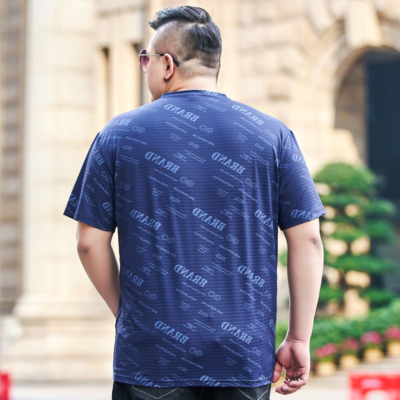 Trendy Brand Plus Size Men'S Mesh Breathable Quick-Drying Short-Sleeved T-Shirt Summer Ice Silk Fat And Fat T-Shirt - Image 3