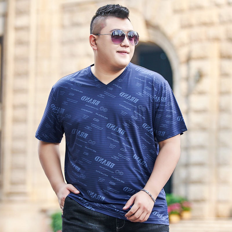 Trendy Brand Plus Size Men'S Mesh Breathable Quick-Drying Short-Sleeved T-Shirt Summer Ice Silk Fat And Fat T-Shirt - Image 1