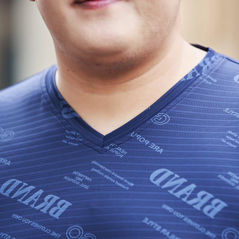 Trendy Brand Plus Size Men'S Mesh Breathable Quick-Drying Short-Sleeved T-Shirt Summer Ice Silk Fat And Fat T-Shirt - Image 4