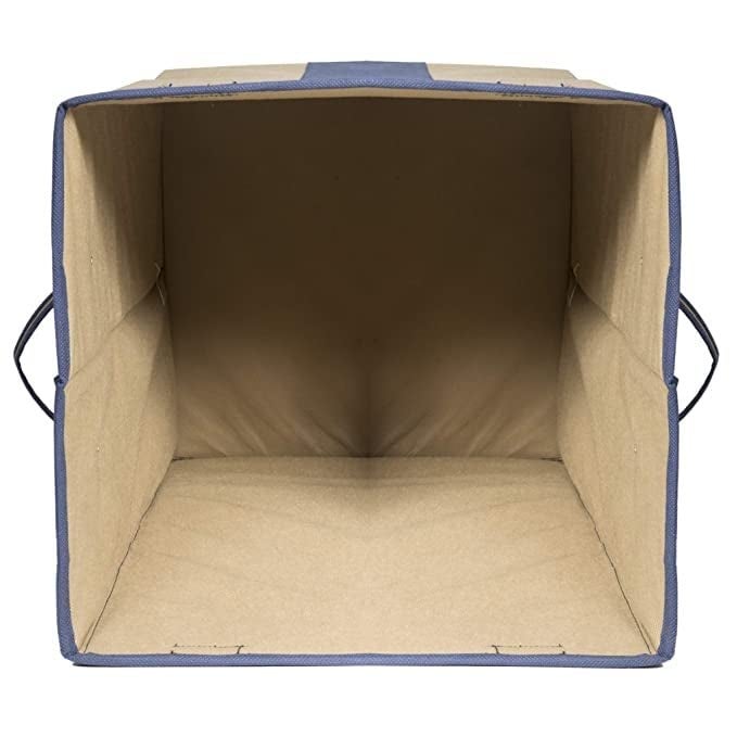 STORE MORE 68 L Patti Laundry Basket for Clothes and Toys With Lid Side Handles Durable Foldable and Collapsible Laundry Storage Bag for Dirty Clothes Blue Beige Pack of 2 - Image 4