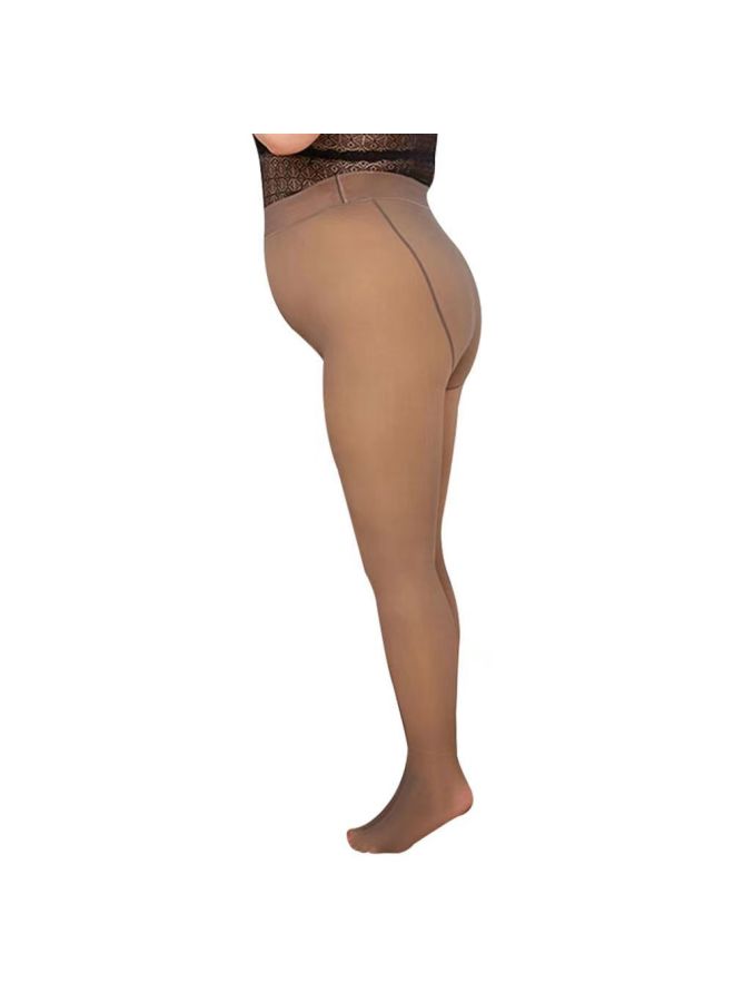 Plus Size Transparent Pants One-piece Seamless Leggings Fleece-lined Thick Fake Transparent Pantyhose Double-sided Extra-crotch Stockings For Women Winter