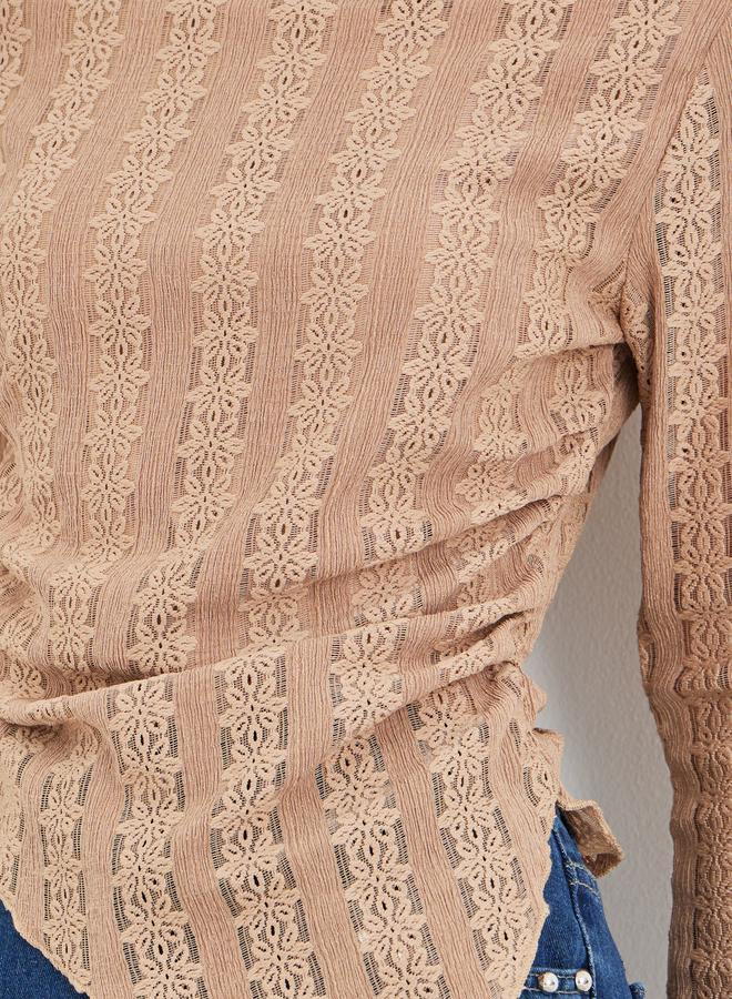 Styli Long Sleeve Asymmetrical Hem Knit Top - Image 4