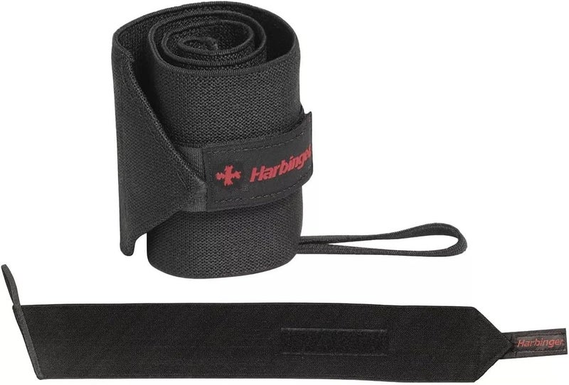 Harbinger Pro 20-Inch WristWraps with Thumb Loop for Weightlifting (pair) , Black - Image 1