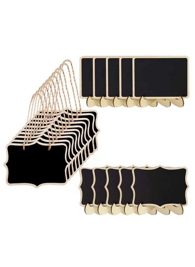 BangBoom 20 Pack Mini Chalkboard Signs In 2 Designs, Chalkboard Tags With Stand, Chalkboards Labels With Hanging String, Wooden Blackboard For Message Board, Food Signs, Wedding, Event Decorations  - Image 1