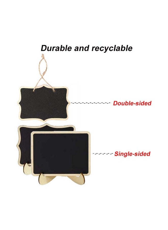 BangBoom 20 Pack Mini Chalkboard Signs In 2 Designs, Chalkboard Tags With Stand, Chalkboards Labels With Hanging String, Wooden Blackboard For Message Board, Food Signs, Wedding, Event Decorations  - Image 3