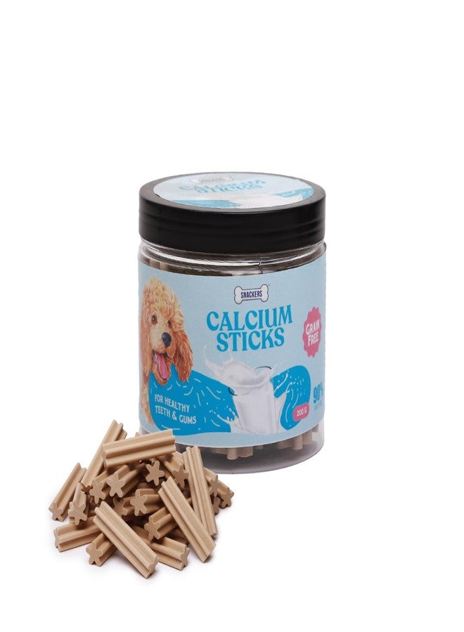Snackers Calcium Milk Sticks Dog Treats with Jar 200g | Grain-Free Healthy Chews for Dogs | Supports Teeth & Gums - Image 1