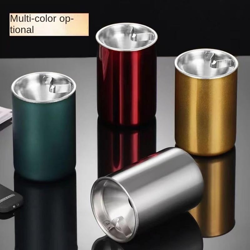 Vintage Green Stainless Steel Windproof Deep Design Double Layer Durable Ashtray - Image 3