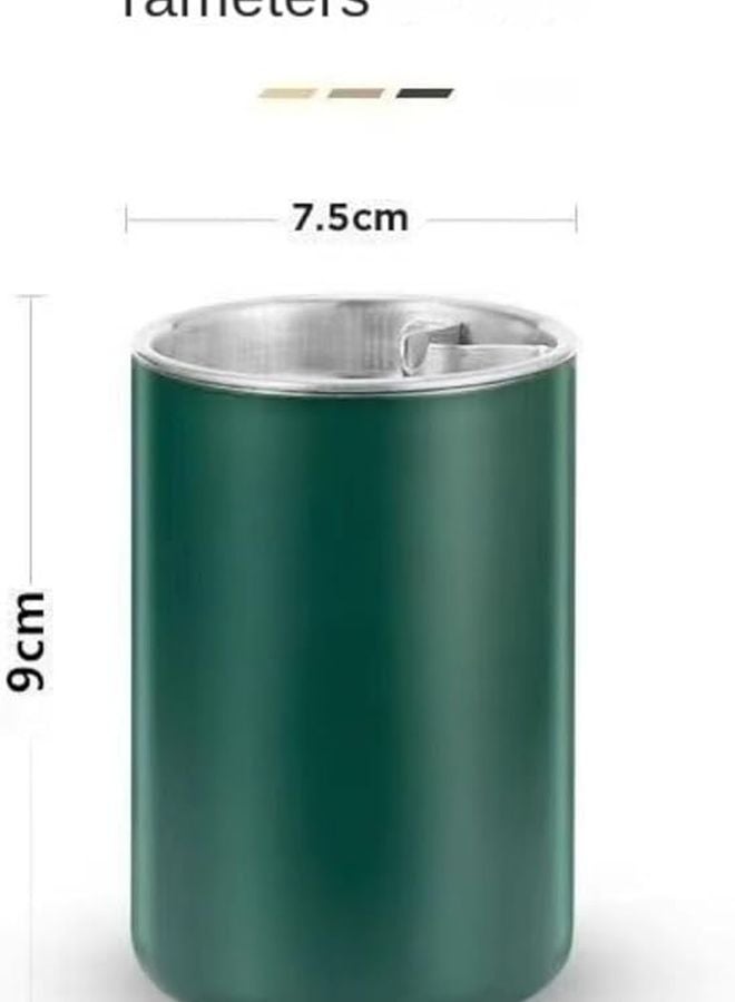 Vintage Green Stainless Steel Windproof Deep Design Double Layer Durable Ashtray - Image 5