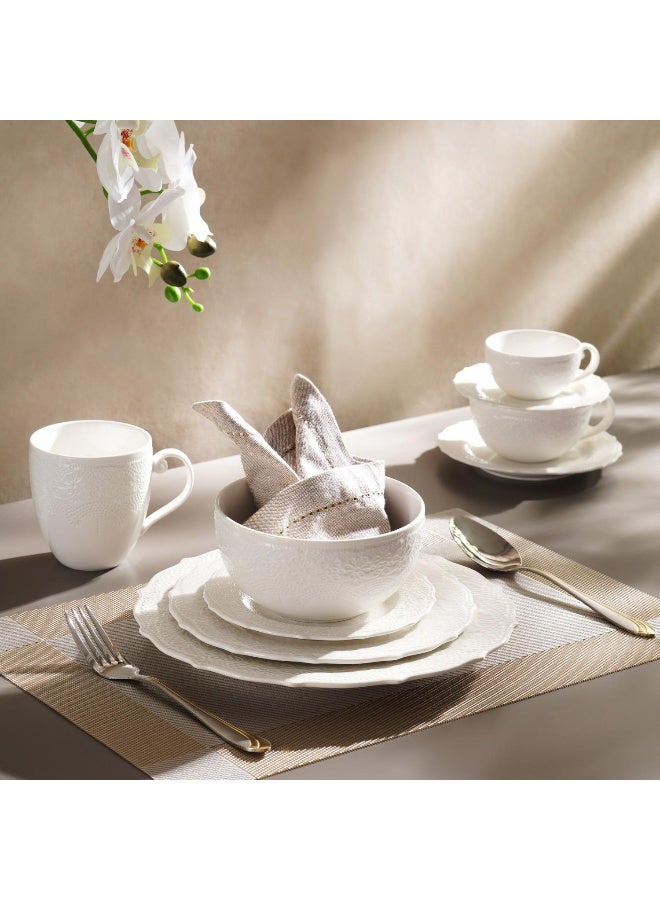 Pan Home طقم فناجين قهوة وصحن من البورسلين - أبيض - Image 4