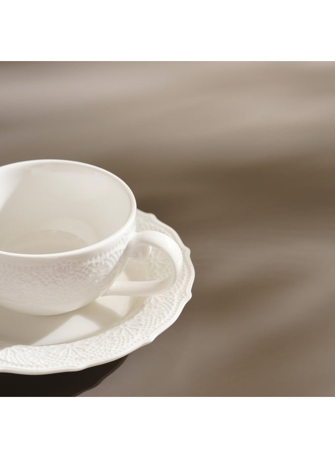 Pan Home طقم فناجين قهوة وصحن من البورسلين - أبيض - Image 3
