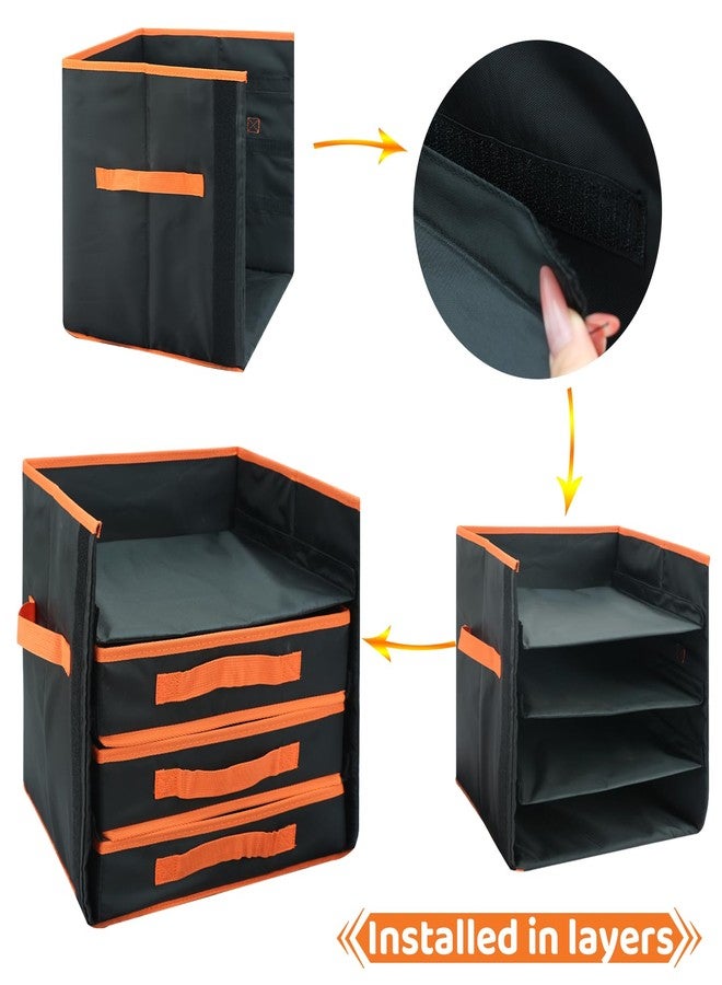 KISLANE Monster Truck Storage Organizer, 4-Layer Trucks Storage Box with 48 Compartments,Fits 1:64 Monster Trucks, Toy Trucks & More - Foldable Toy Organizer with Drawers (Black) - Image 3
