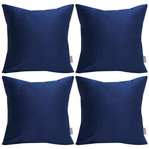 Thmyo 4Pack 100 Cotton Comfortable Solid Decorative Throw Pillow Case Square Cushion Cover Pillowcase Sublimation Blank Pillow Covers Christmas DIY Throw Pillowcase16x16inch40x40cmMidnight Blue