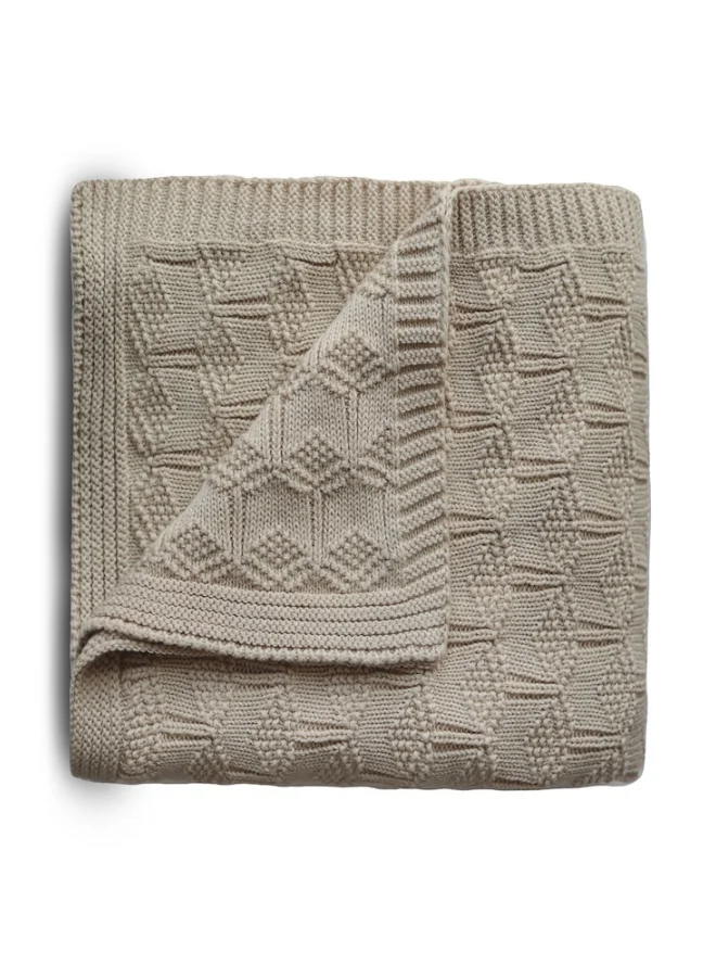 mushie Knitted Baby Blanket Honeycomb Beige