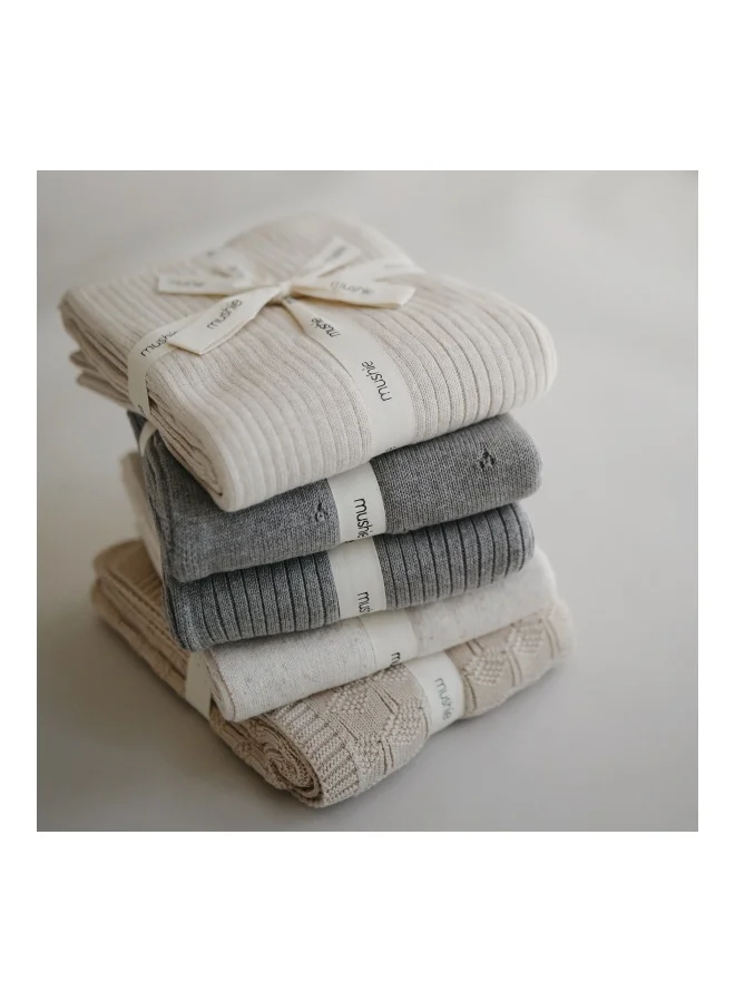 mushie Knitted Baby Blanket Honeycomb Beige