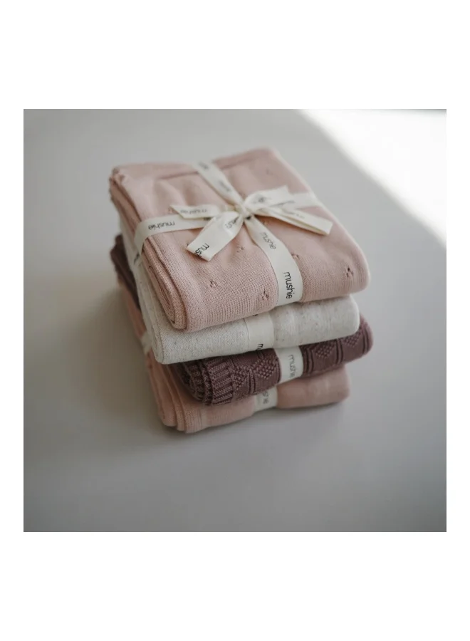 mushie Knitted Baby Blanket Honeycomb Beige