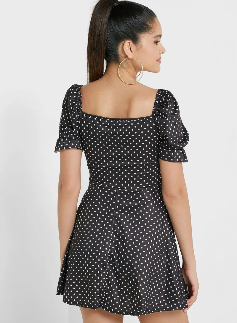 I Saw It First Petite Polka Dot Skater Dress
