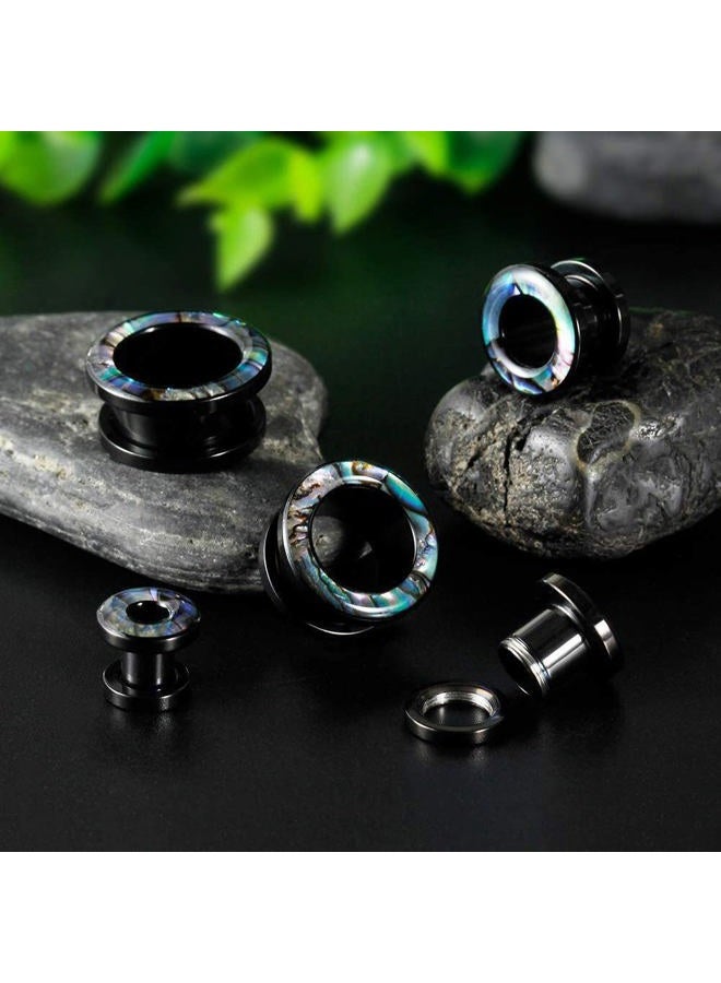 KUBOOZ Gauges For Ears, Surgical Steel Plugs, Flesh Stretchers Earrings, Size 2g to 1 Inch Black Screw Tunnels Piercing. - Image 2