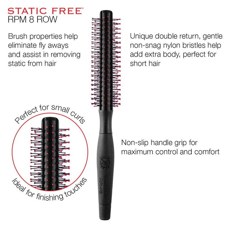 Cricket Static Free RPM 8 Row Round Hair Brush - Curling, Blow Drying, Detangling and Styling Wet or Dry, Suitable for All Hair Types - Image 4