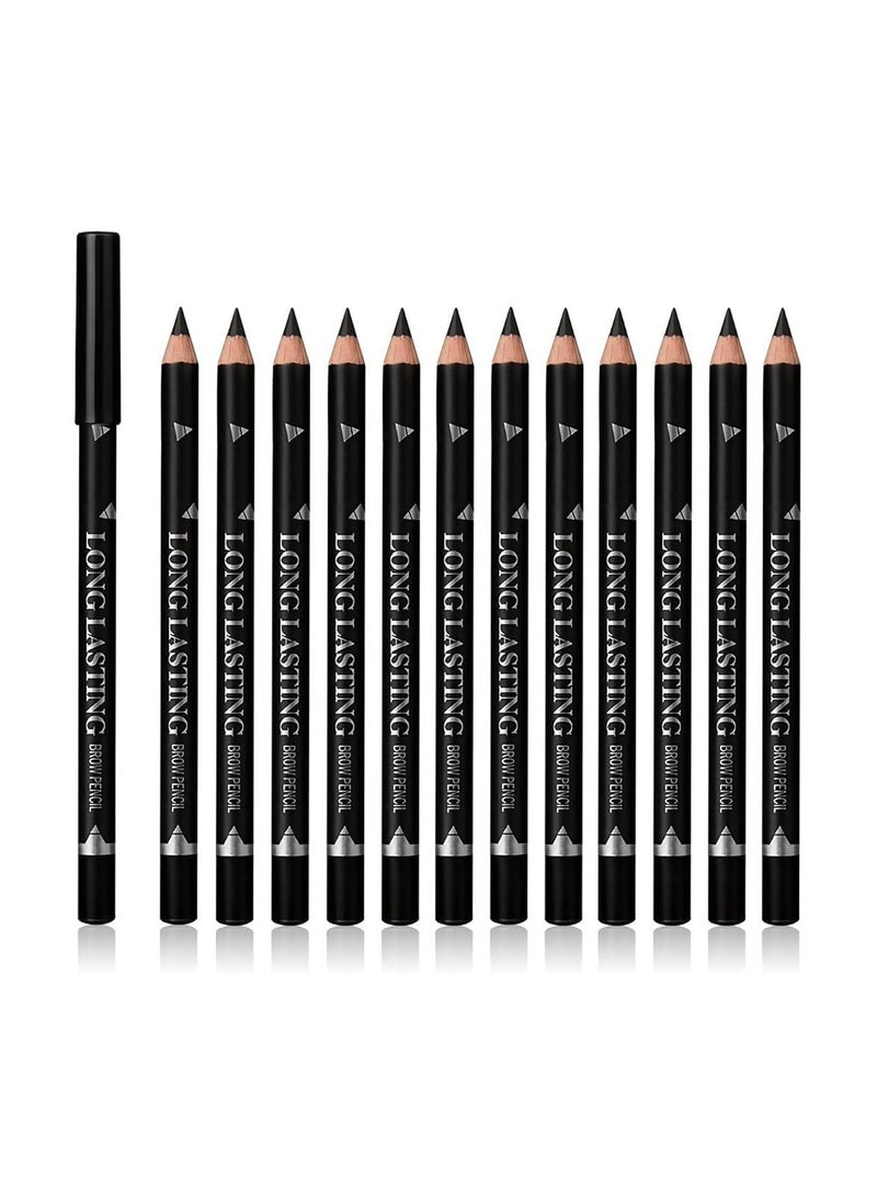 Mn 12Pieces  Eyebrow Pencil Long Lasting Black  - Image 1