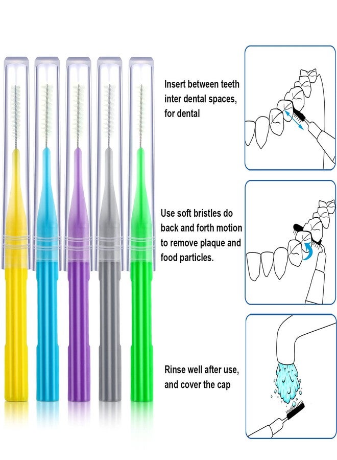 Patelai 50 Pieces Braces Brush for Cleaner Interdental Brush Between Teeth Toothpick Flosses Dental Flossing Head Oral Hygiene Tooth Cleaning Tool(Light Blue, Purple, Yellow, Gray, Light Green - Image 4