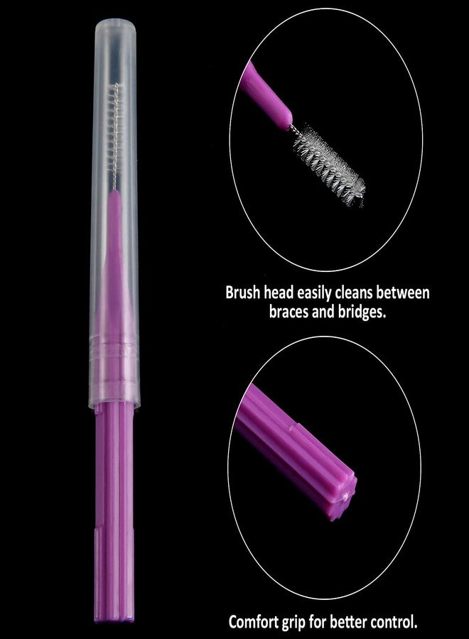 Patelai 50 Pieces Braces Brush for Cleaner Interdental Brush Between Teeth Toothpick Flosses Dental Flossing Head Oral Hygiene Tooth Cleaning Tool(Light Blue, Purple, Yellow, Gray, Light Green - Image 3