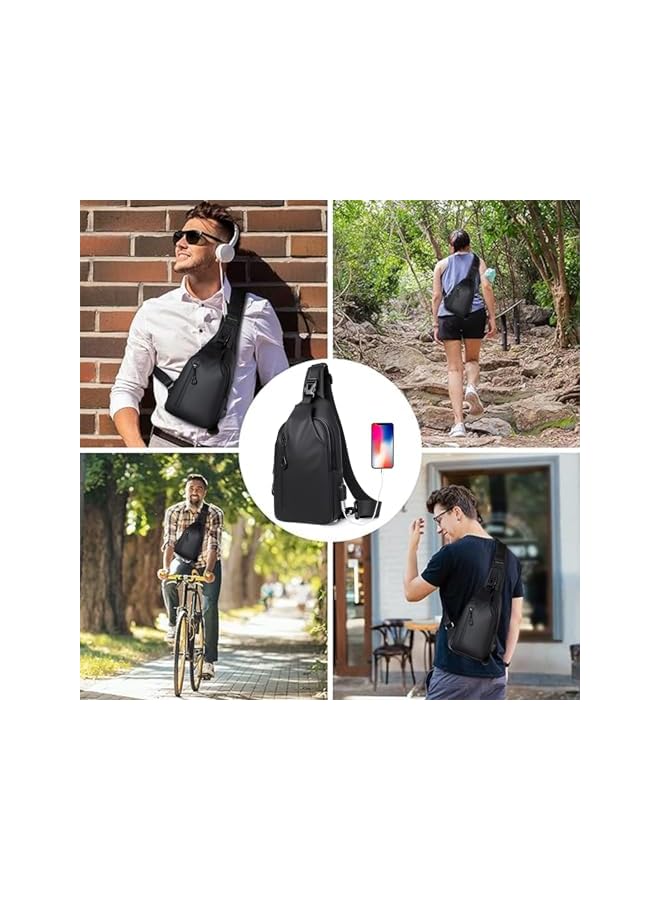 PROMASS Waterproof Sling Bag Crossbody Backpack for Men Sling Backpack with USB Charging Port Anti Theft Hiking Daypack Multipurpose Cross Body Chest Bag, M - Image 4