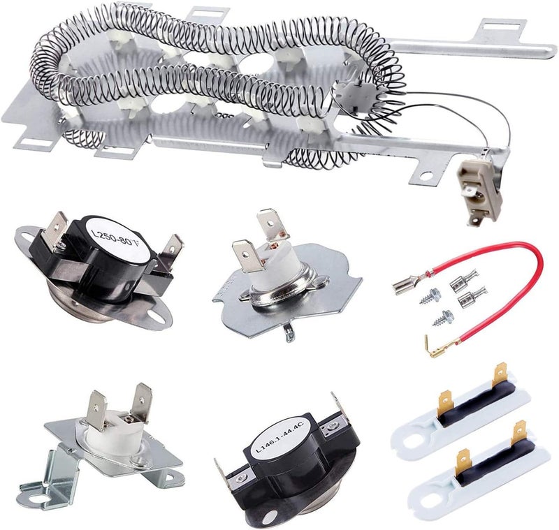 SUMNEW Dryer Heating Element and Thermostat Kit Compatible with Maytag, Kenmore, Whirlpool - Image 1