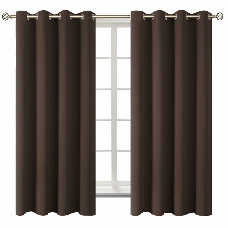 BGment Blackout Curtains for Living Room  Grommet Thermal Insulated Room Darkening Curtains for Bedroom Set of 2 Panels 52 x 63 Inch Brown