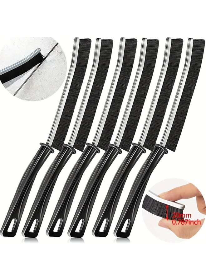 6pcs Black Gap Brushes With Ergonomic Handles For Tiles Grout Hard To Reach Areas - Image 1