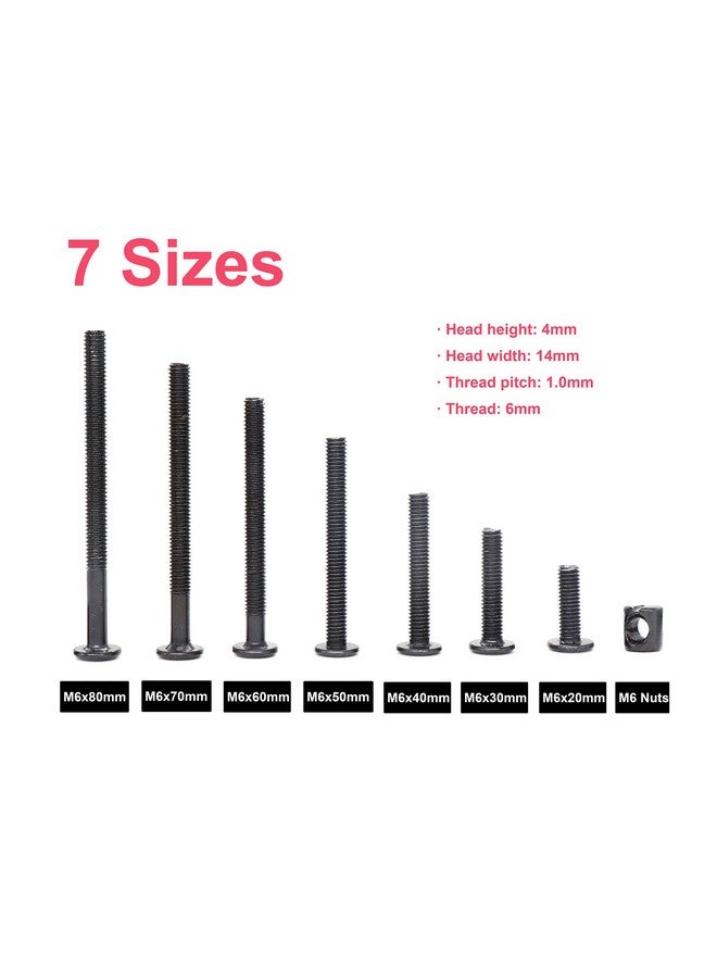 cSeao 100pcs M6 Baby Bed Crib Screws Black Hex Socket Cap Barrel Screws to Build Crib Furniture Chairs Cot, 20/30/40/50/60/70/80mm - Image 3