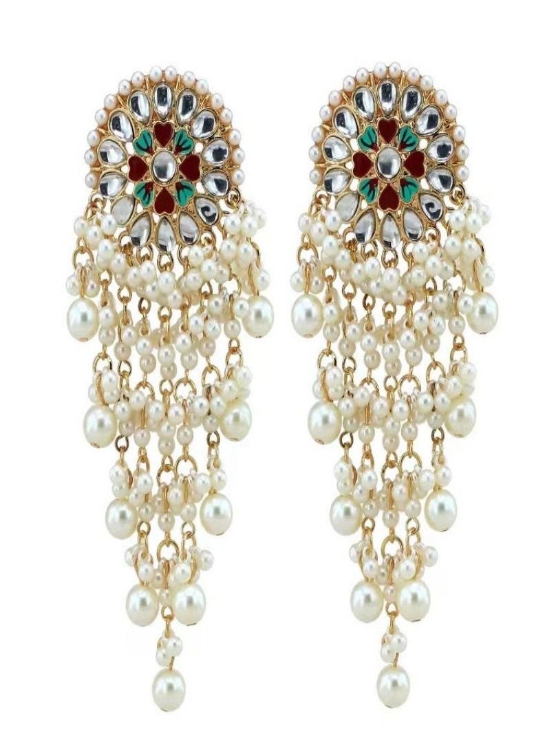General Antique Enamel Tassel Pearl Earrings 