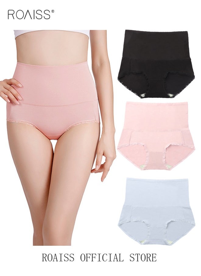 roaiss - 3 Piece of Women's Briefs Set 60S Modal Elastic High Waisted Antibacterial Underwear Comfortable Breathable - Image 1
