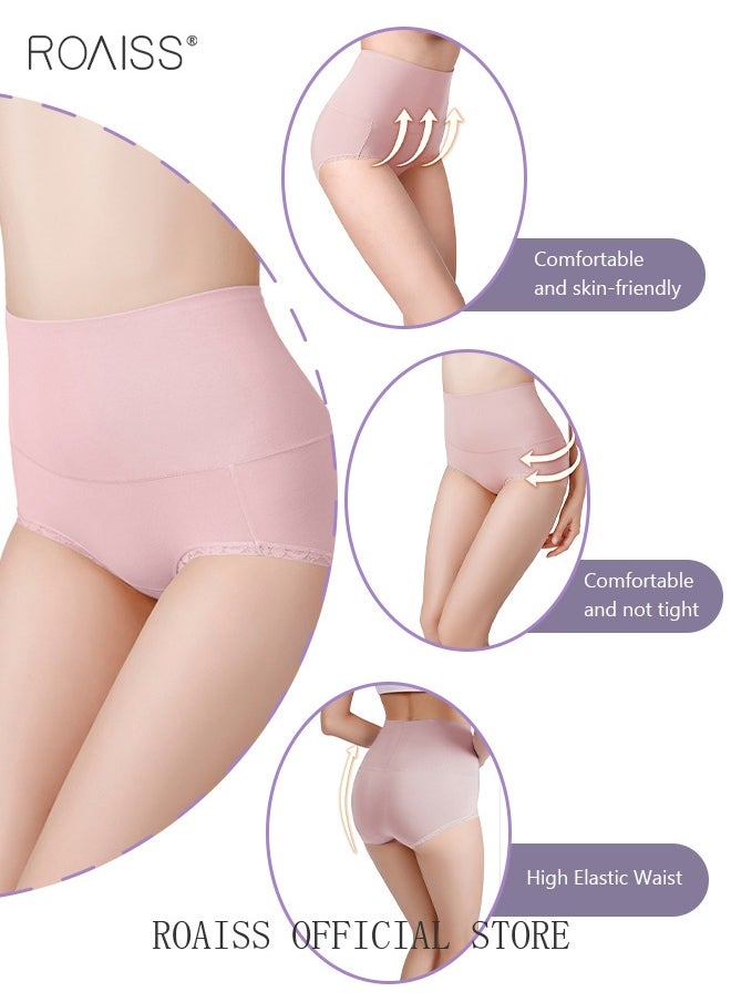 roaiss - 3 Piece of Women's Briefs Set 60S Modal Elastic High Waisted Antibacterial Underwear Comfortable Breathable - Image 1