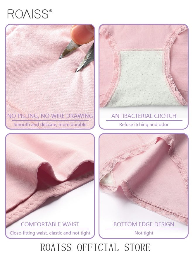 roaiss - 3 Piece of Women's Briefs Set 60S Modal Elastic High Waisted Antibacterial Underwear Comfortable Breathable - Image 1