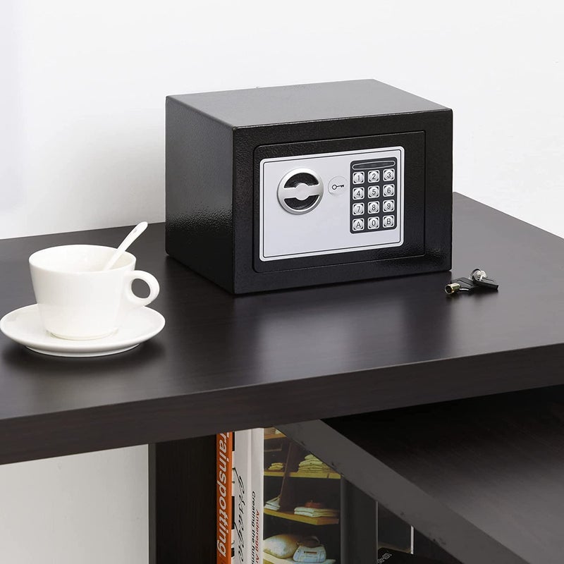 Marrone Safebox For Home Security Steel small home Office Digital Electronic Safe Box with Two Keys Small Value Safe with Digital Keypad for Extra Security - Image 3