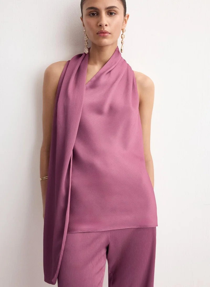 مانجو Scarf neck top