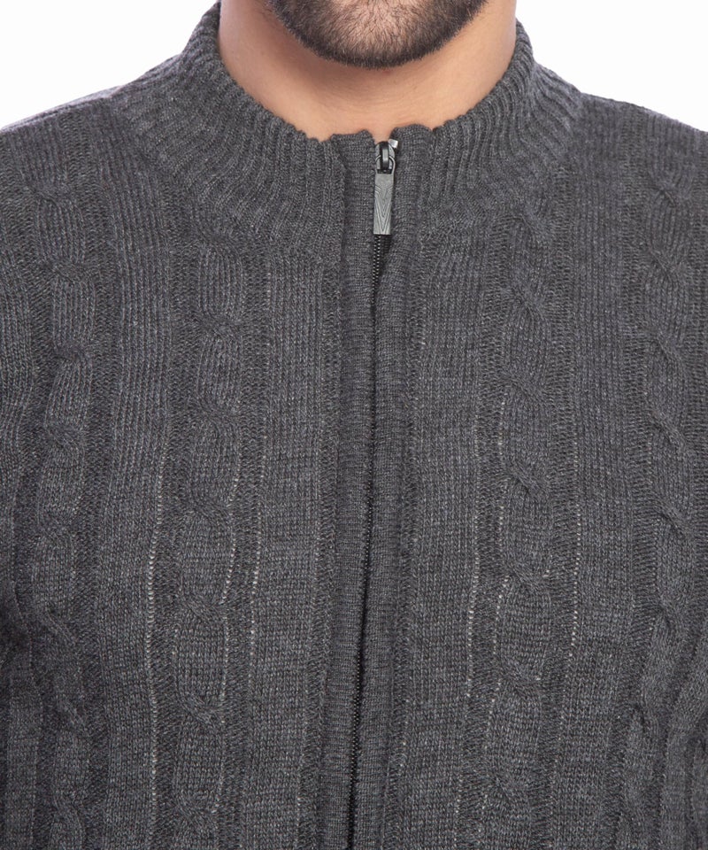 Matelco Mens Full Sleeves Zipper Sweater (in, Alpha, XL, Regular, Dark Grey) - Image 4