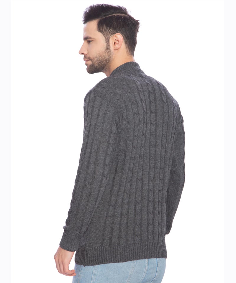 Matelco Mens Full Sleeves Zipper Sweater (in, Alpha, XL, Regular, Dark Grey) - Image 5