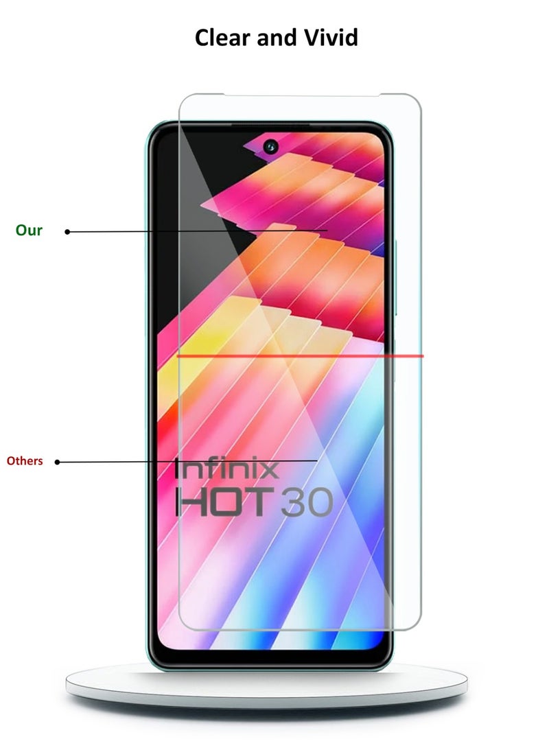 HD Tempered Glass Screen Protector for Infinix Hot 30 - Anti Reflection Anti Bubbles 9H Hardness 0.33 mm Rounded Edges Easy Installation
