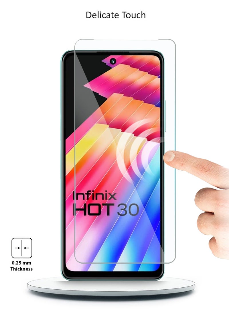 HD Tempered Glass Screen Protector for Infinix Hot 30 - Anti Reflection Anti Bubbles 9H Hardness 0.33 mm Rounded Edges Easy Installation